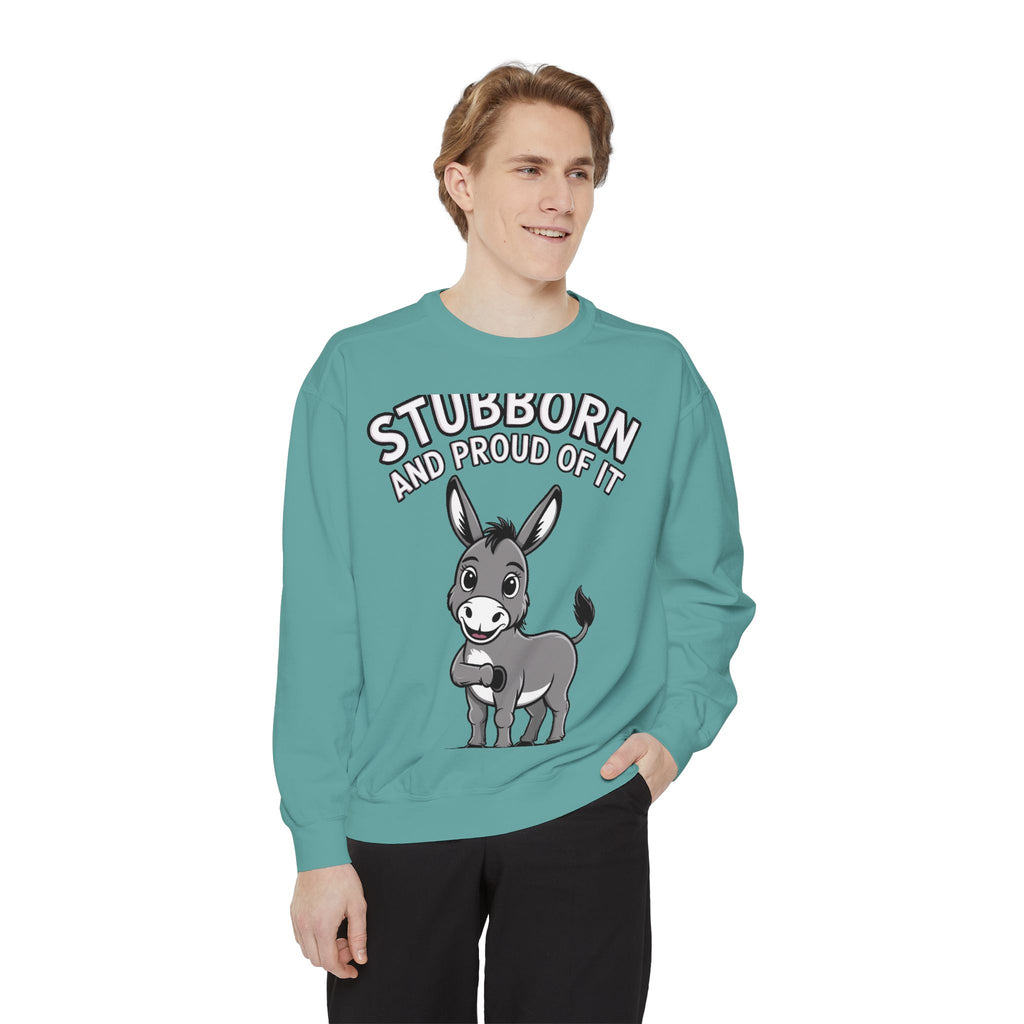 Stubborn Donkey Sweatshirt, Funny Donkey Crewneck, Stubborn And Proud Of It Shirt, Cute Farm Animal Gift, Embroidered Style Sweater