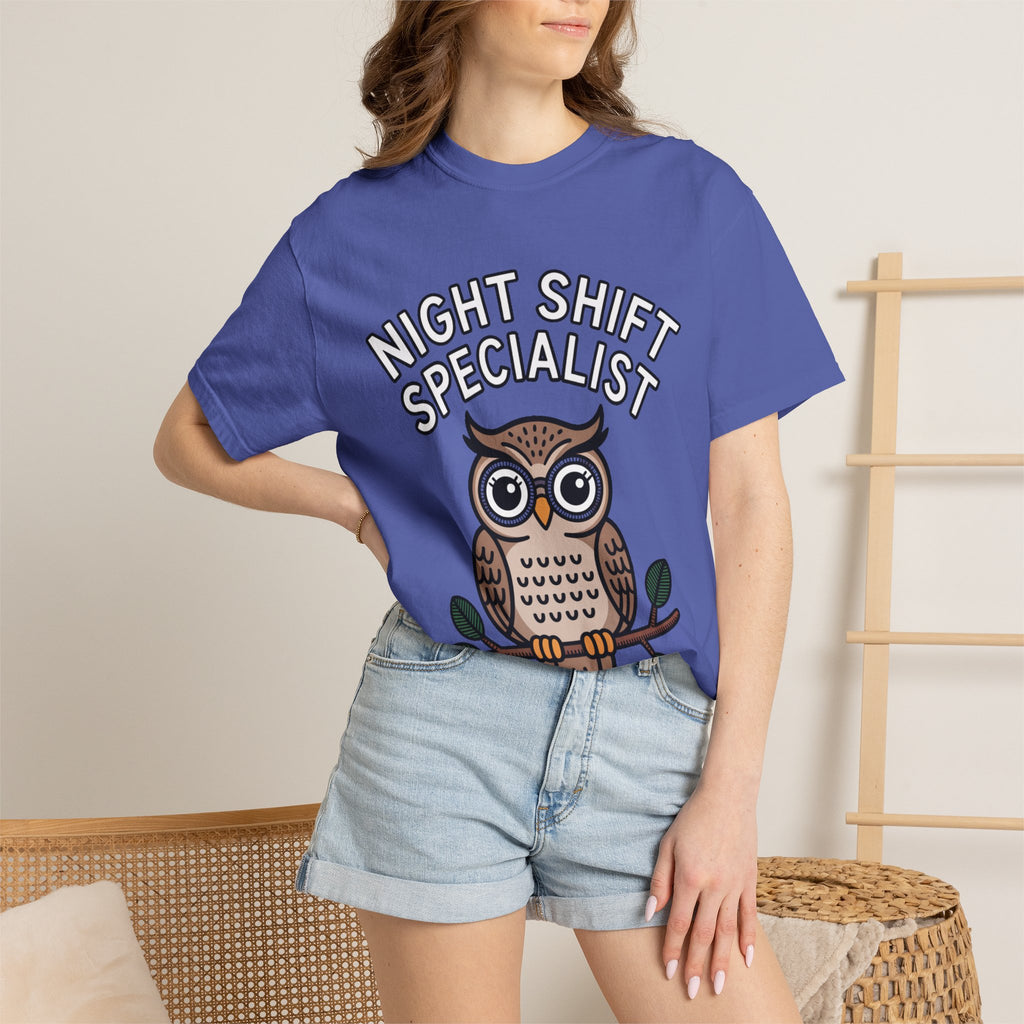 Night Shift Owl Shirt, Funny Night Shift Specialist T-Shirt, Cute Owl With Glasses Tee, Nurse Gift, Night Owl Lover Gift