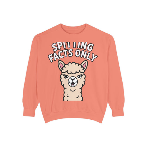 Alpaca Spitting Facts Sweatshirt, Funny Sassy Alpaca Crewneck, Cute Embroidered-Style Animal Sweatshirt, Alpaca Lover Gift