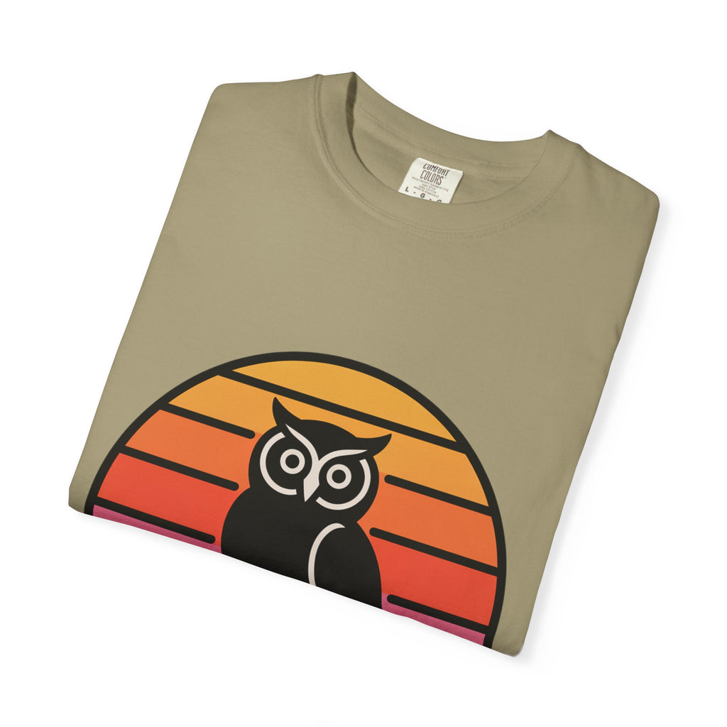 Retro Sunset Owl Badge T-Shirt