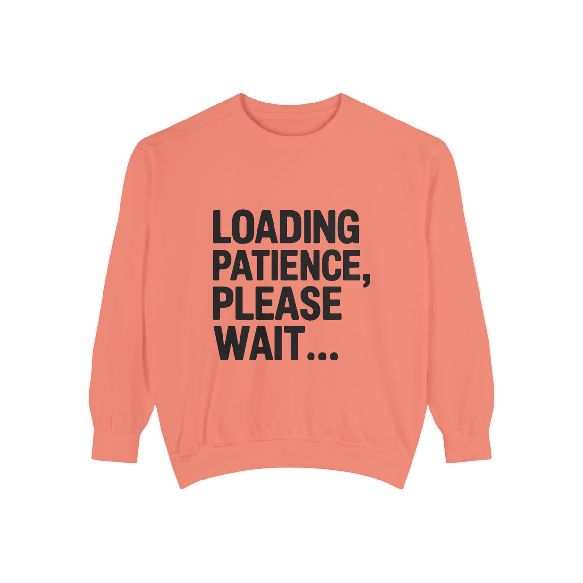 Loading Patience Please Wait Sweatshirt, Funny Sarcastic Crewneck, Embroidered Patch Style Pullover, Gift for Tired Adults