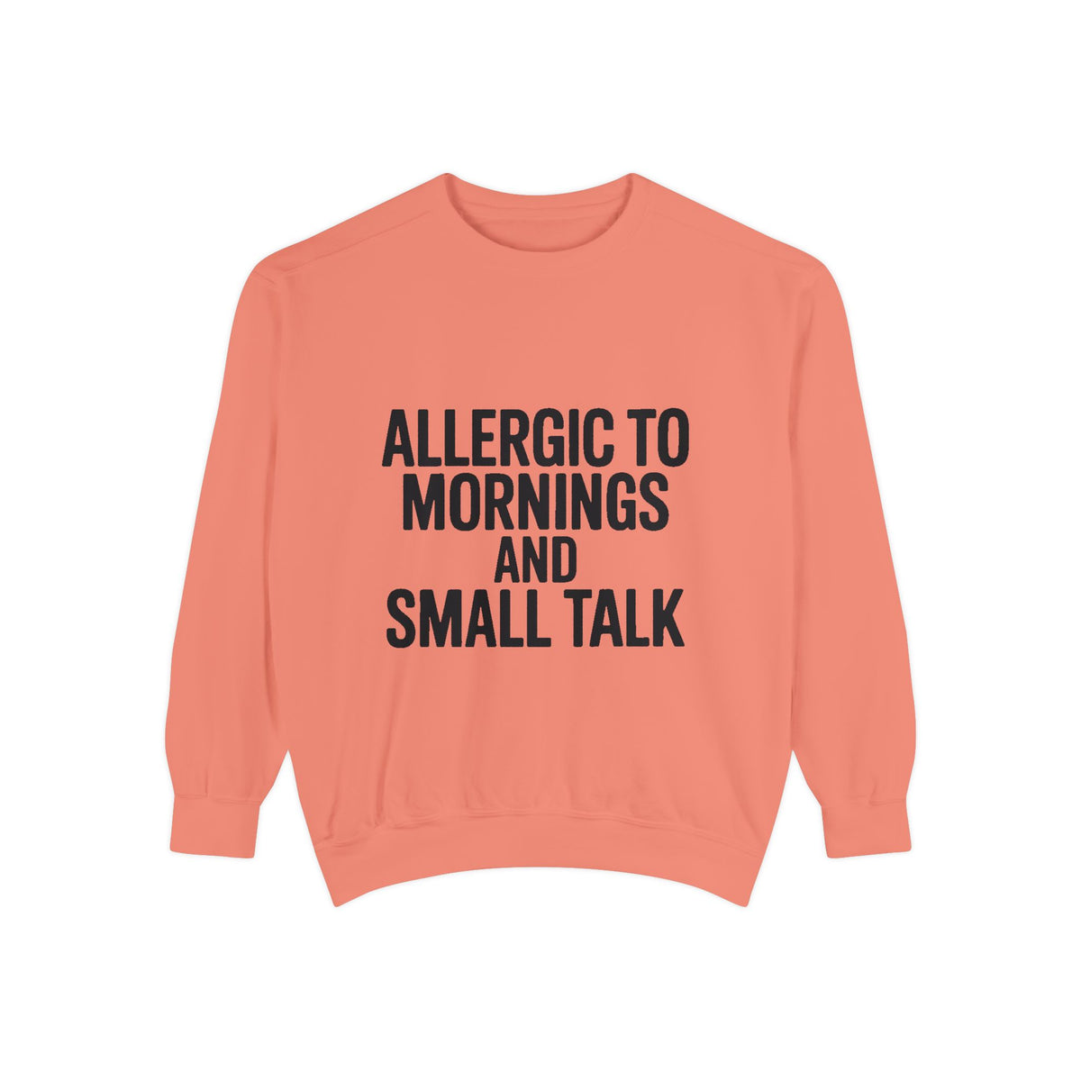 Allergic To Mornings And Small Talk Sweatshirt, Funny Embroidered Crewneck, Sarcastic Quote Sweatshirt, Introvert Gift