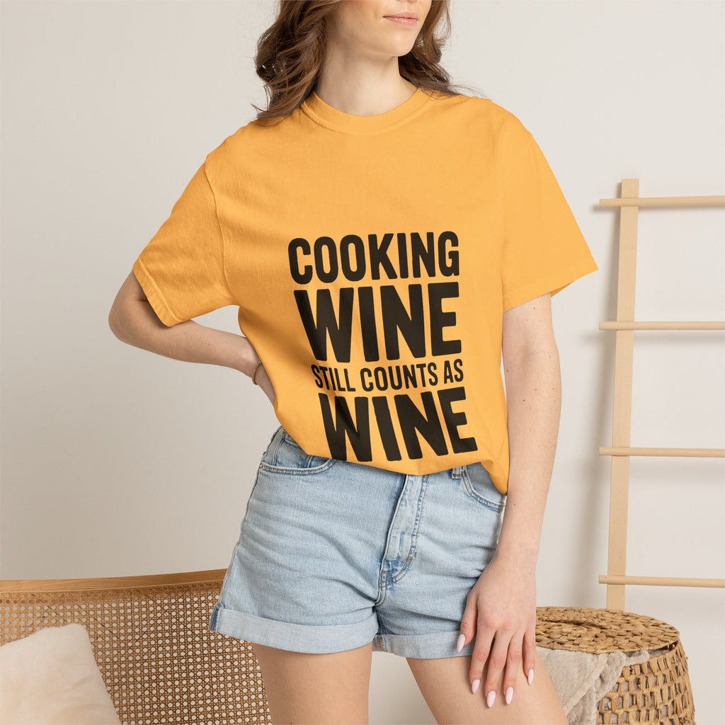 Cooking Wine Still Counts Shirt, Funny Wine Lover T-Shirt, Sarcastic Kitchen Quote Tee, Gift for Wine Drinkers
