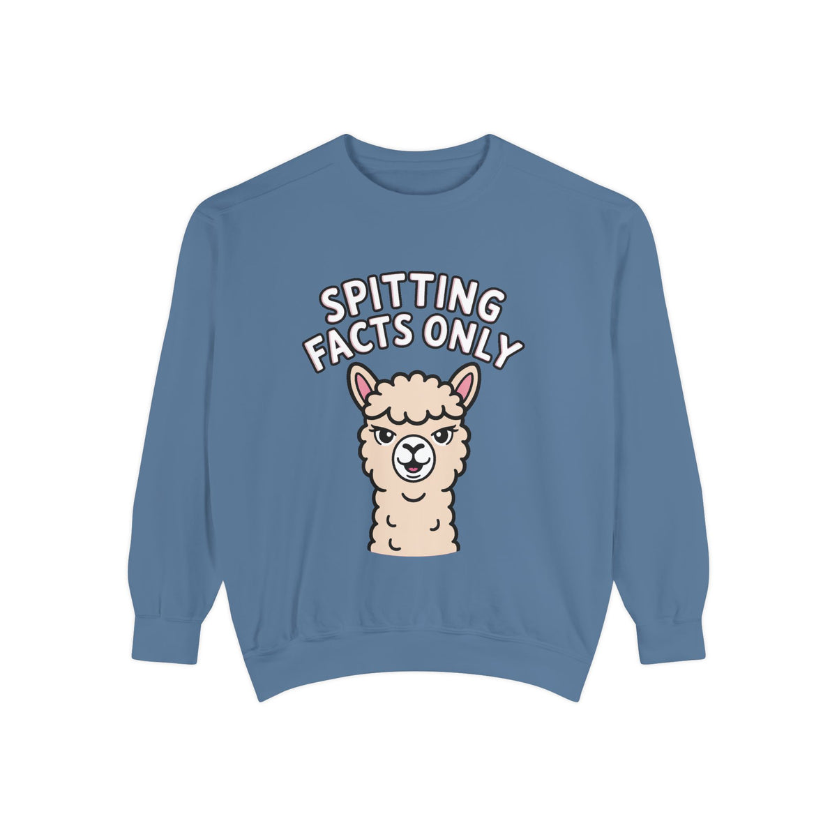 Alpaca Spitting Facts Sweatshirt, Funny Sassy Alpaca Crewneck, Cute Embroidered-Style Animal Sweatshirt, Alpaca Lover Gift