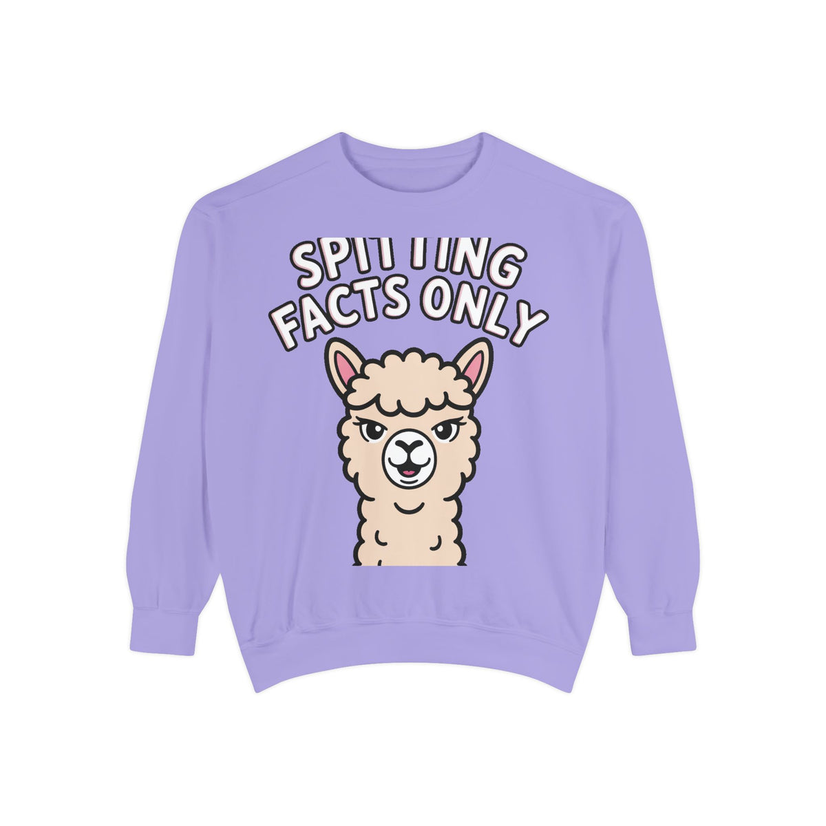 Alpaca Spitting Facts Sweatshirt, Funny Sassy Alpaca Crewneck, Cute Embroidered-Style Animal Sweatshirt, Alpaca Lover Gift