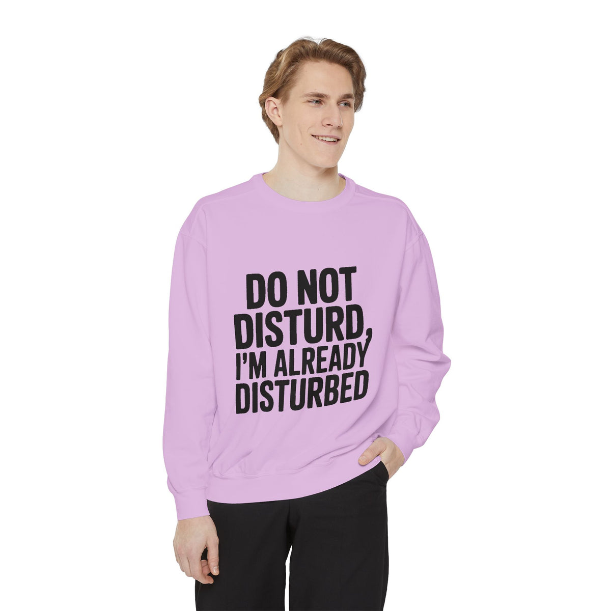 Do Not Disturb Already Disturbed Sweatshirt, Funny Sarcastic Crewneck, Embroidered Patch Style Pullover, Introvert Gift