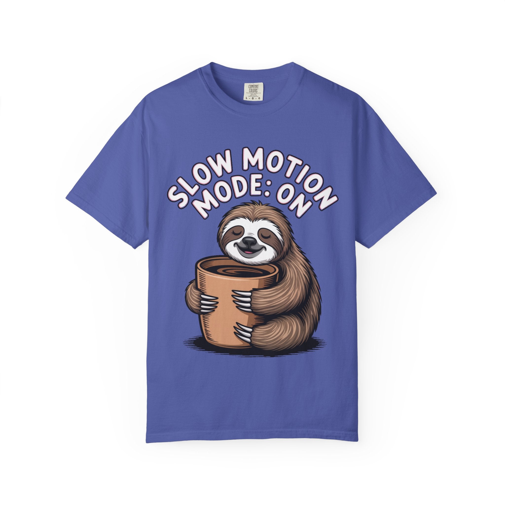 Slow Motion Sloth Shirt, Funny Coffee Lover T-Shirt, Cute Sloth Hugging Coffee Cup Tee, Sleepy Sloth Gift for Coffee Addict