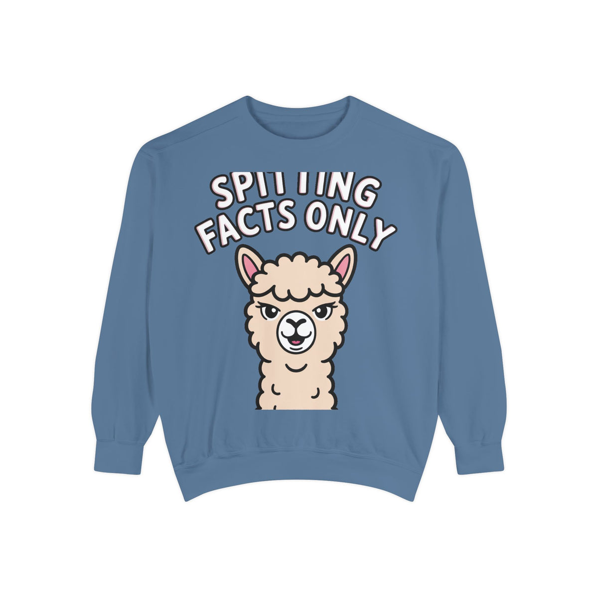 Alpaca Spitting Facts Sweatshirt, Funny Sassy Alpaca Crewneck, Cute Embroidered-Style Animal Sweatshirt, Alpaca Lover Gift