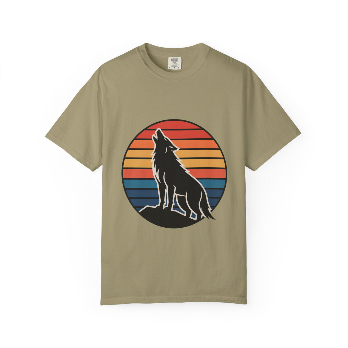 Retro Sunset Wolf Badge T-Shirt
