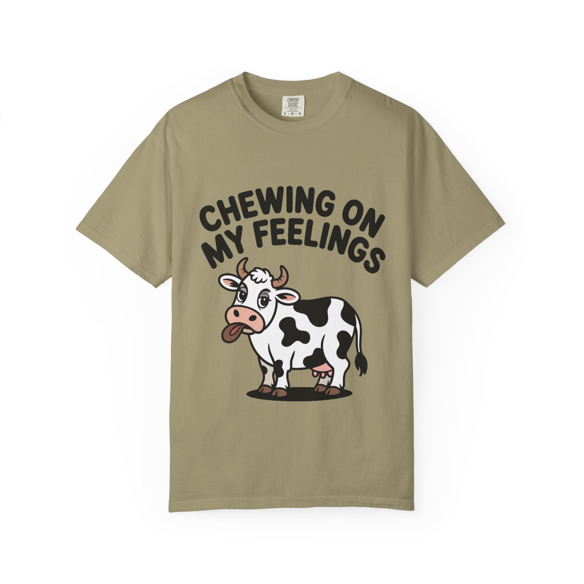 Chewing On My Feelings Cow Shirt, Funny Cow T-Shirt, Cute Cartoon Cow Tee, Sarcastic Farm Animal Gift, Mental Health Humor Shirt