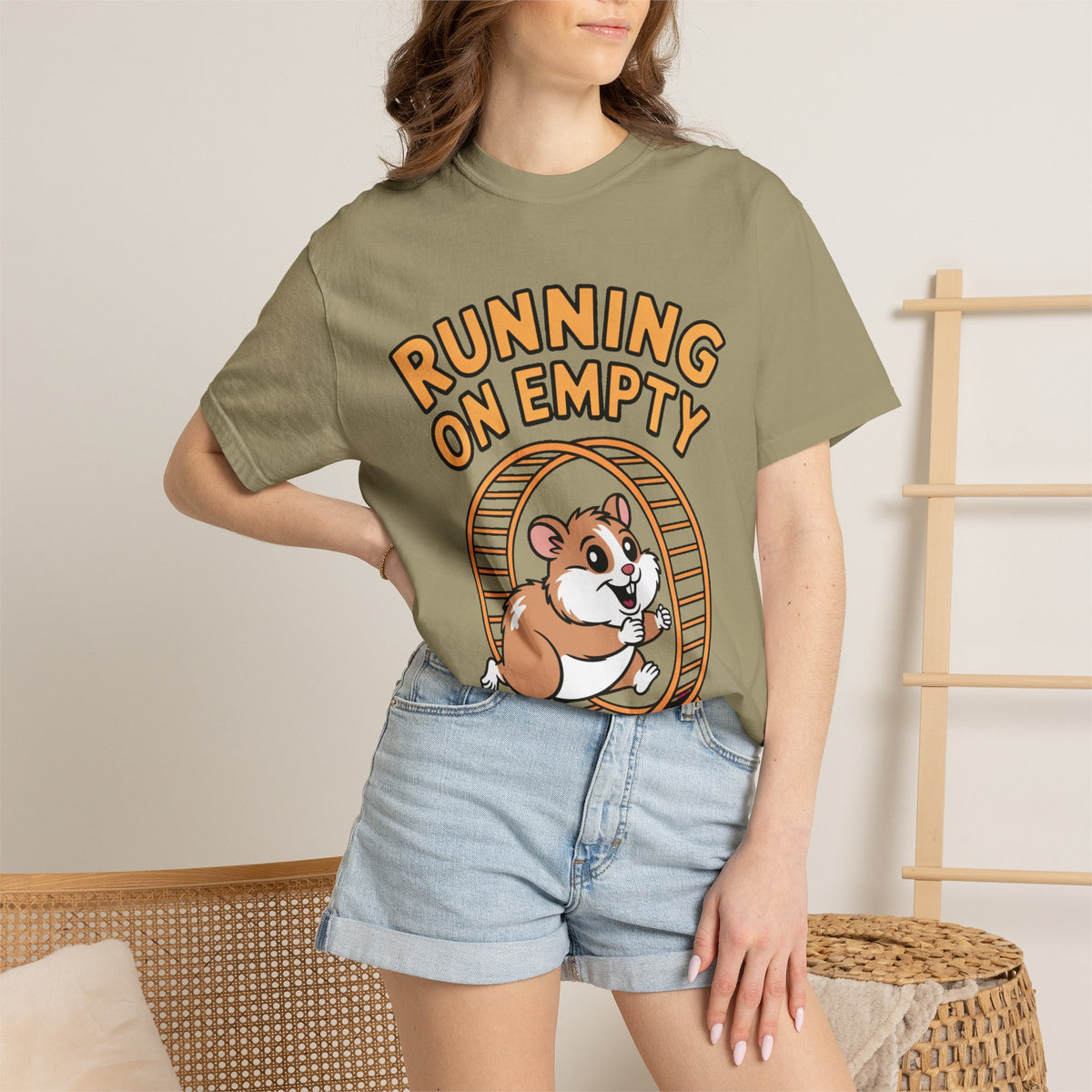 Running On Empty Hamster Shirt, Funny Tired Hamster T-Shirt, Exhausted Wheel Runner Tee, Funny Gift for Tired Friend