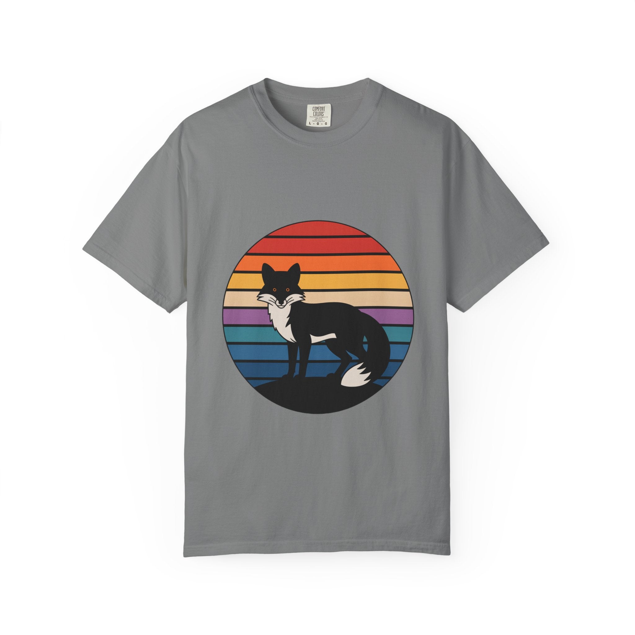 Retro Sunset Fox Badge T-Shirt