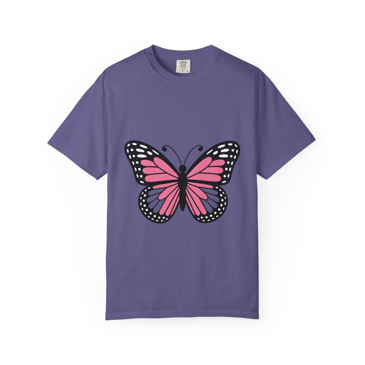 Butterfly T-Shirt, Cute Detailed Butterfly Graphic Tee, Nature Lover Gift, Embroidery-Style Butterfly Shirt, Garment-Dyed Unisex Tee