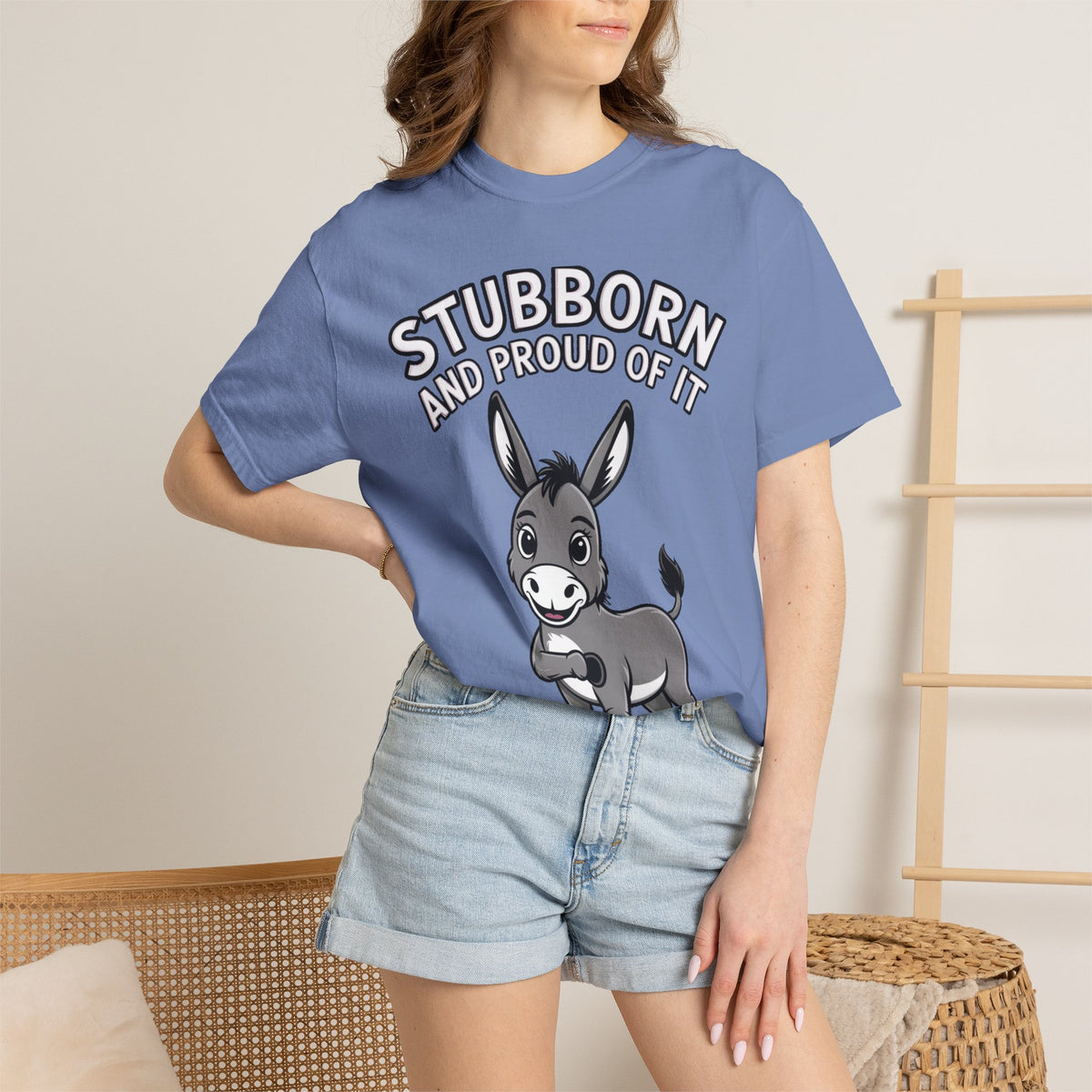 Stubborn Donkey T-Shirt, Funny 'Stubborn And Proud Of It' Tee, Cute Cartoon Donkey Shirt, Farm Animal Lover Gift