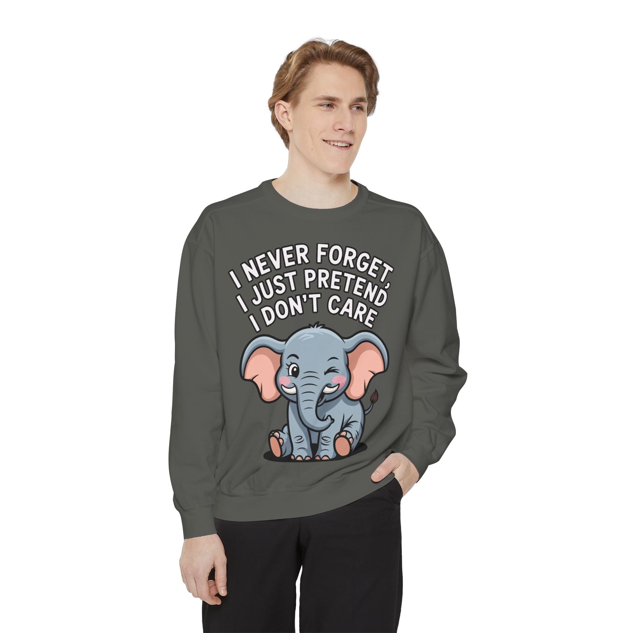 Funny Elephant Sweatshirt, I Never Forget Crewneck, Sarcastic Elephant Pullover, Funny Animal Lover Gift, Embroidered Patch Style