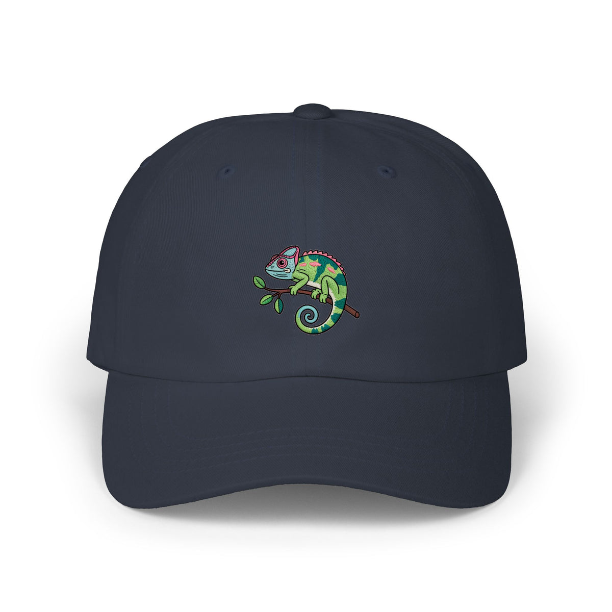 Chameleon Dad Hat, Cute Chameleon On Branch Embroidered Cap, Reptile Lover Gift, Cartoon Animal Dad Cap, Unstructured 6-Panel Hat