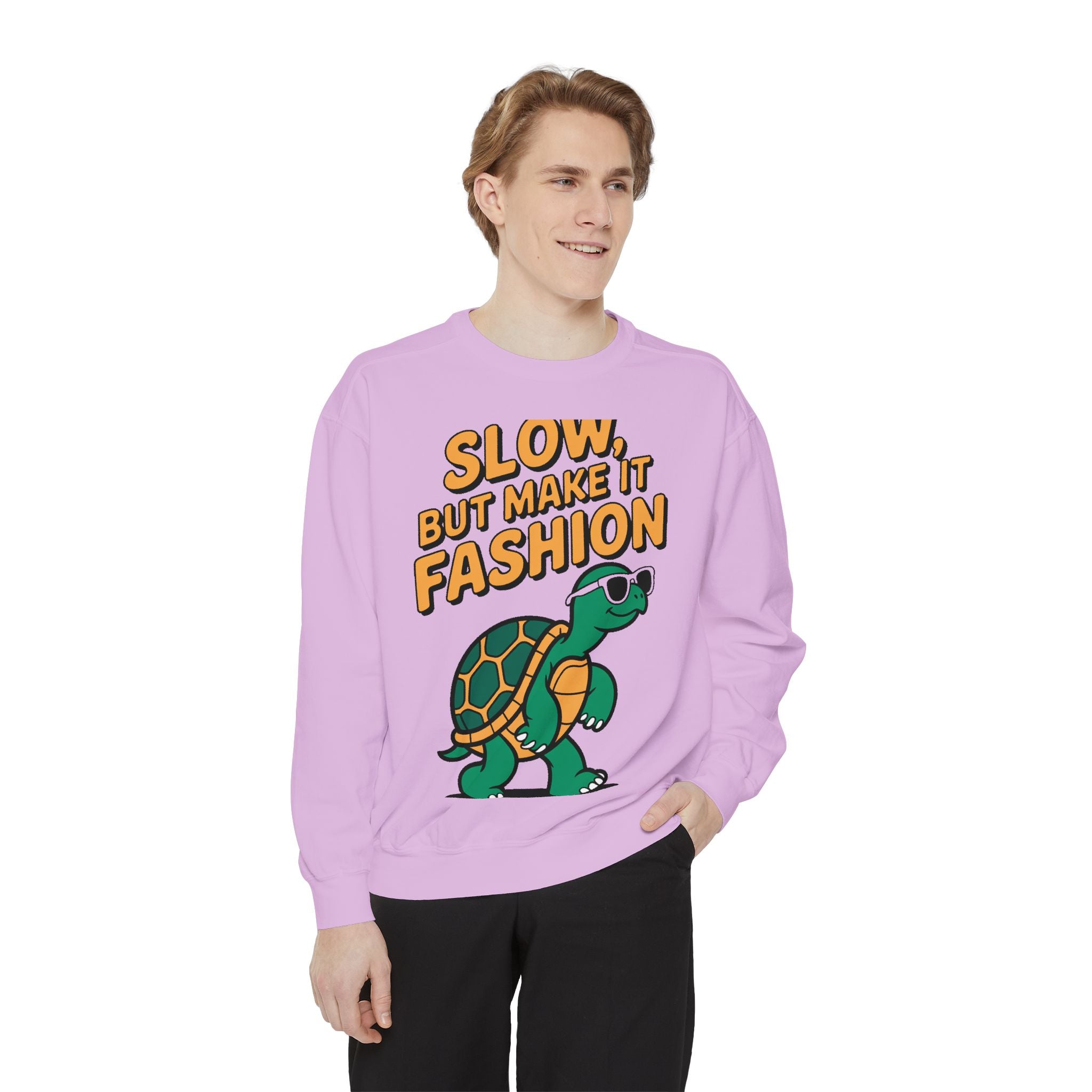Funny Turtle Sweatshirt, Slow But Make It Fashion Crewneck, Cute Sunglasses Turtle Sweater, Retro Turtle Lover Gift