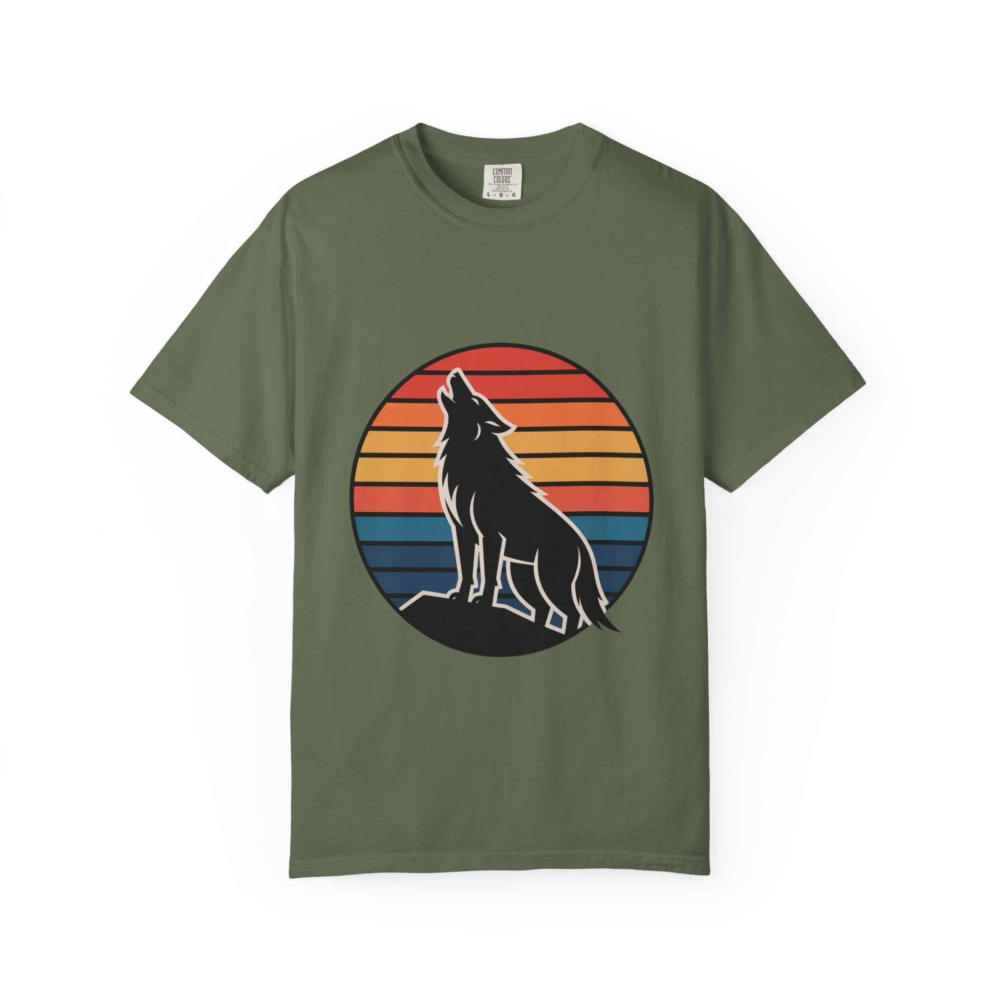 Retro Sunset Wolf Badge T-Shirt