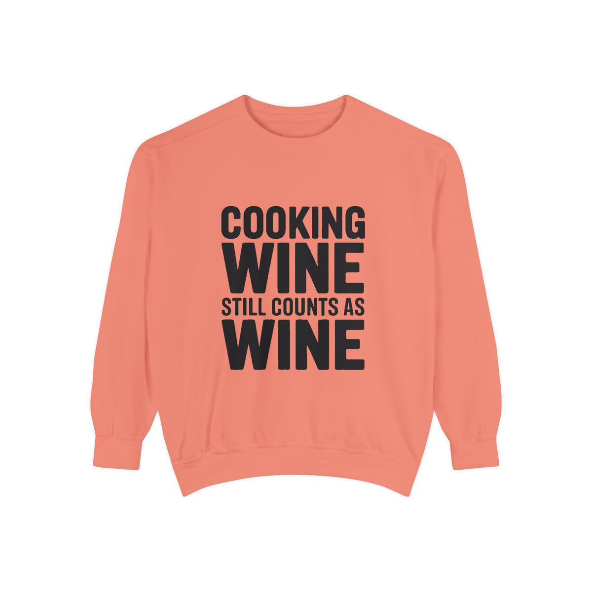 Cooking Wine Still Counts Sweatshirt, Funny Wine Lover Crewneck, Embroidered Kitchen Humor Sweatshirt, Gift for Wine Drinkers