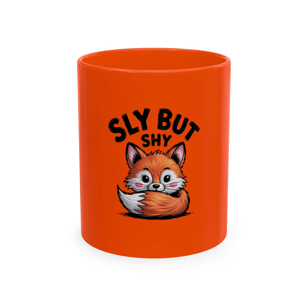 Sly But Shy Fox Mug, Cute Cartoon Fox Coffee Mug, Funny Fox Lover Gift, Shy Fox Peeking Behind Tail Ceramic Mug
