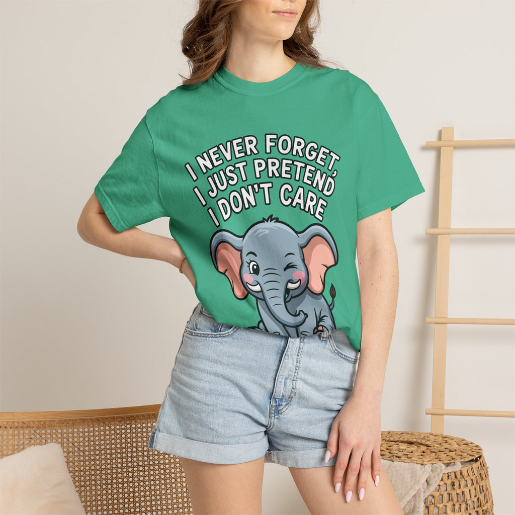Funny Elephant Shirt, I Never Forget T-Shirt, Sarcastic Elephant Tee, Funny Animal Lover Gift, Witty Quote Shirt for Him or Her