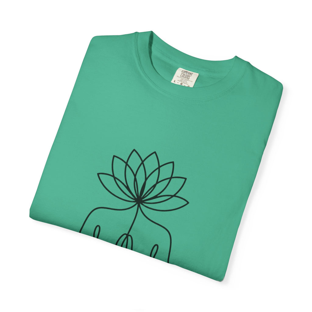 Lotus Flower Line Art Shirt, Minimalist Yoga T-Shirt, Breathe Meditation Tee, Continuous Line Lotus Tattoo Style Gift