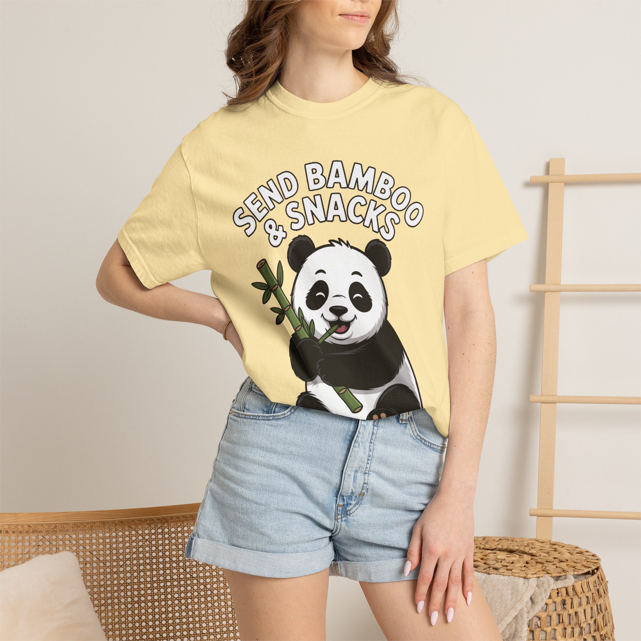 Send Bamboo Panda Shirt, Funny Panda T-Shirt, Cute Bamboo Snacks Tee, Panda Lover Gift, Cartoon Panda Graphic Shirt