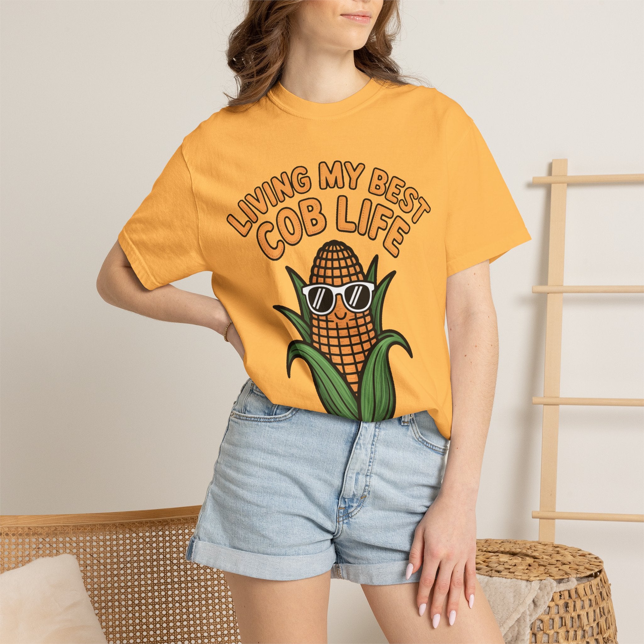 Funny Corn Shirt, Living My Best Cob Life T-Shirt, Cute Corn Sunglasses Tee, Vegetable Lover Gift, Funny Food Shirt