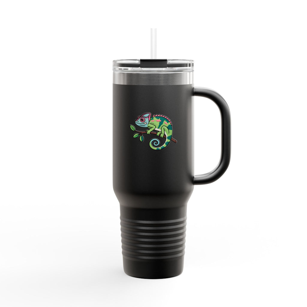 Cute Chameleon Travel Mug, Cartoon Reptile Tumbler with Handle, 40oz Insulated Cup, Chameleon Lover Gift, Cute Animal Tumbler