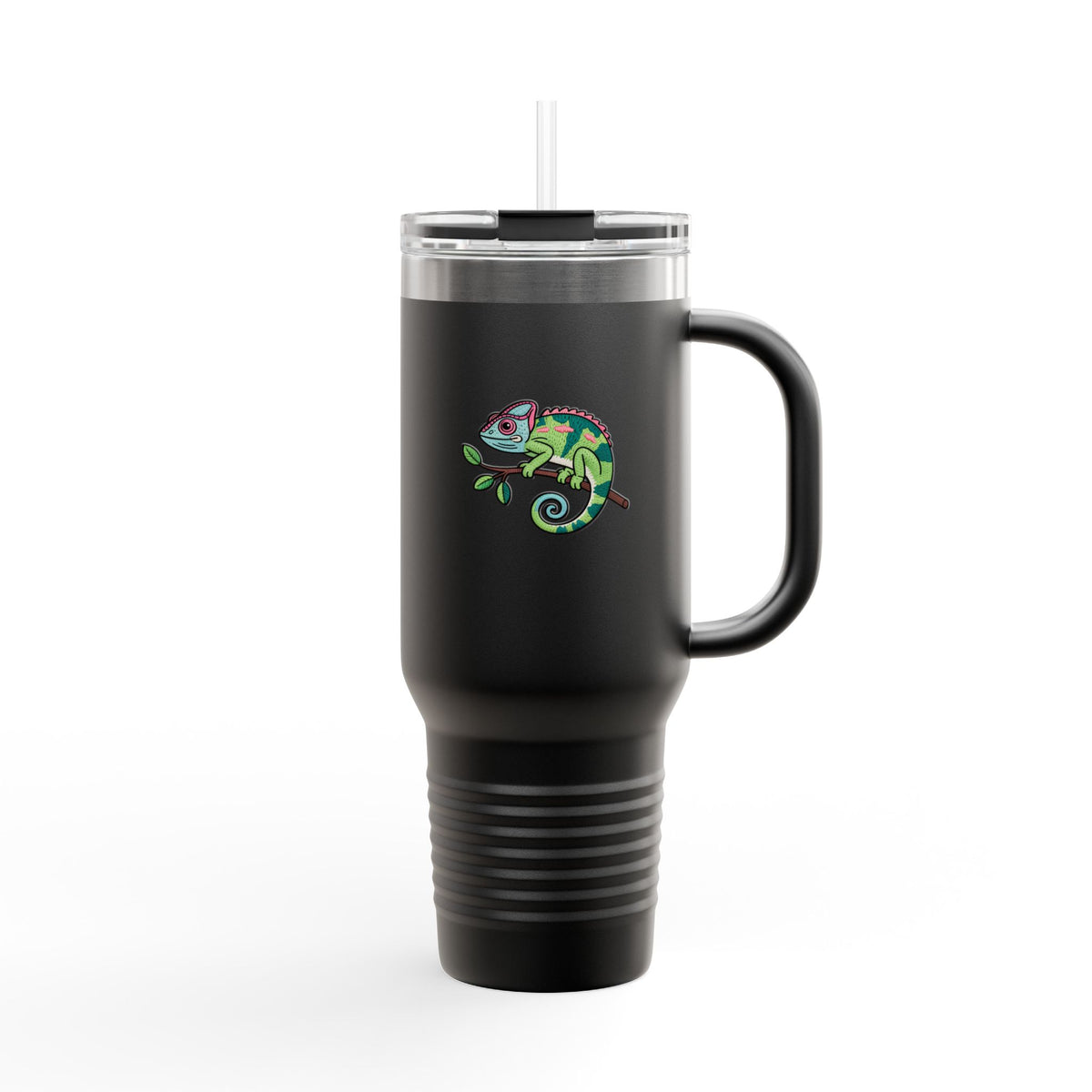 Cute Chameleon Travel Mug, Cartoon Reptile Tumbler with Handle, 40oz Insulated Cup, Chameleon Lover Gift, Cute Animal Tumbler