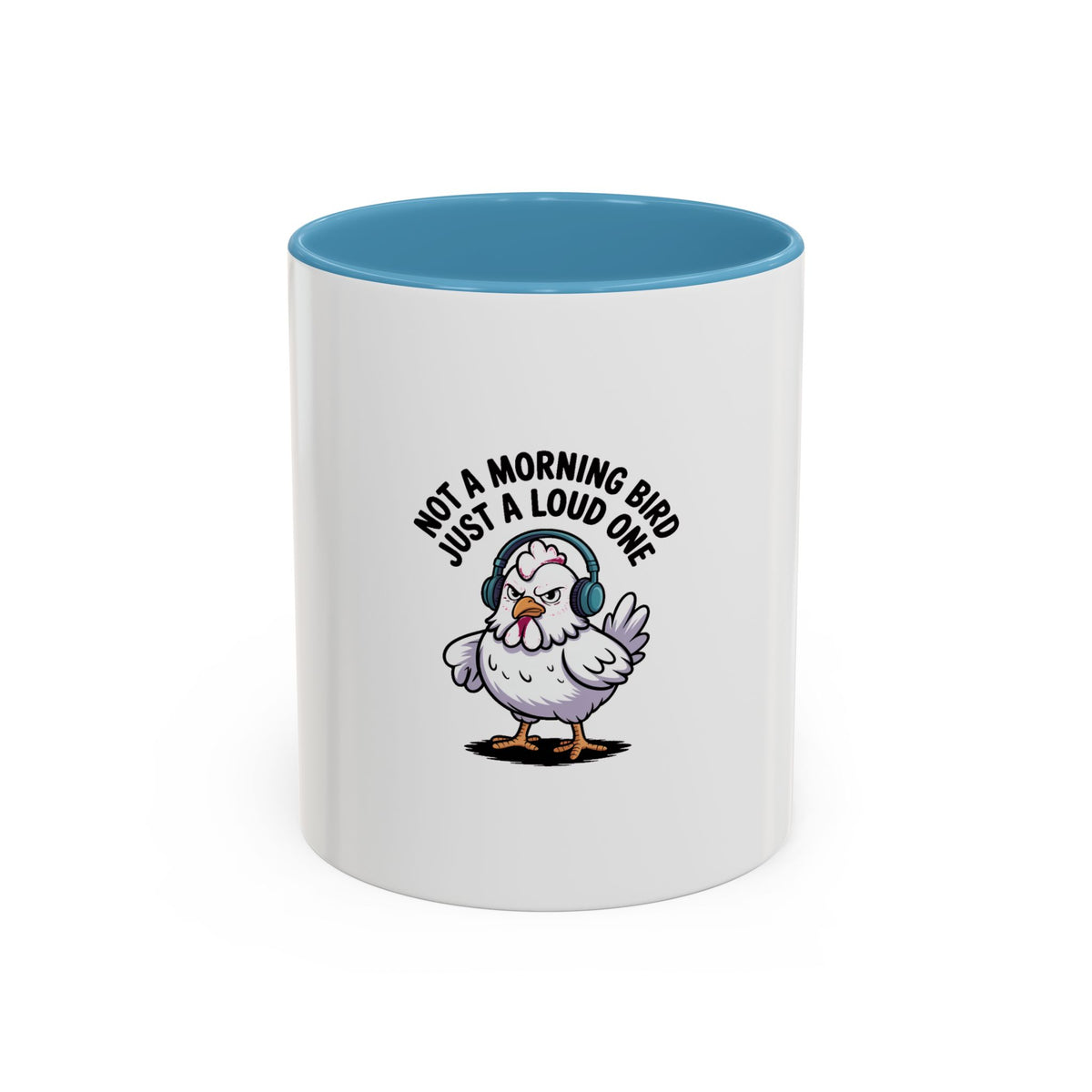 Not A Morning Bird Mug, Funny Chicken Coffee Mug, Grumpy Chicken Headphones Cup, Sarcastic Coffee Lover Gift, Loud Bird Mug