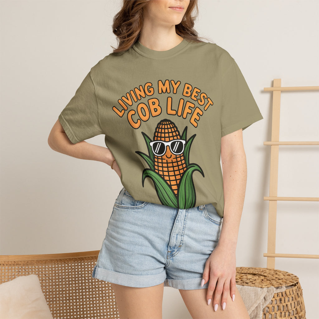 Funny Corn Shirt, Living My Best Cob Life T-Shirt, Cute Corn Sunglasses Tee, Vegetable Lover Gift, Funny Food Shirt