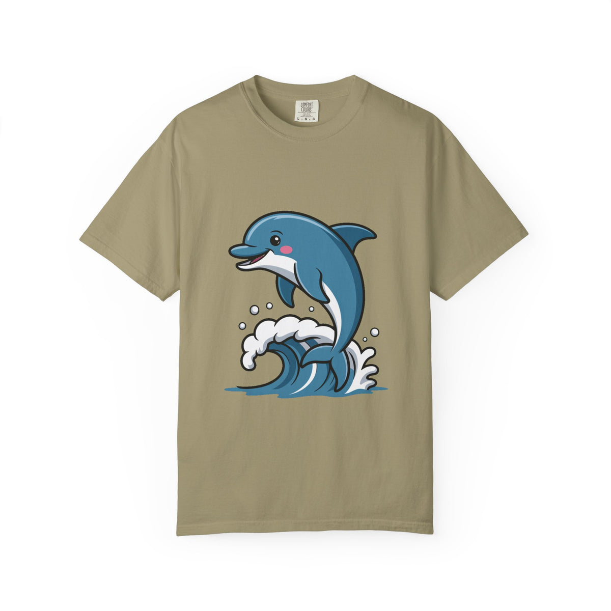 Cute Dolphin T-Shirt, Jumping Wave Dolphin Shirt, Ocean Lover Gift, Garment Dyed Unisex Tee, Beach Vacation Shirt