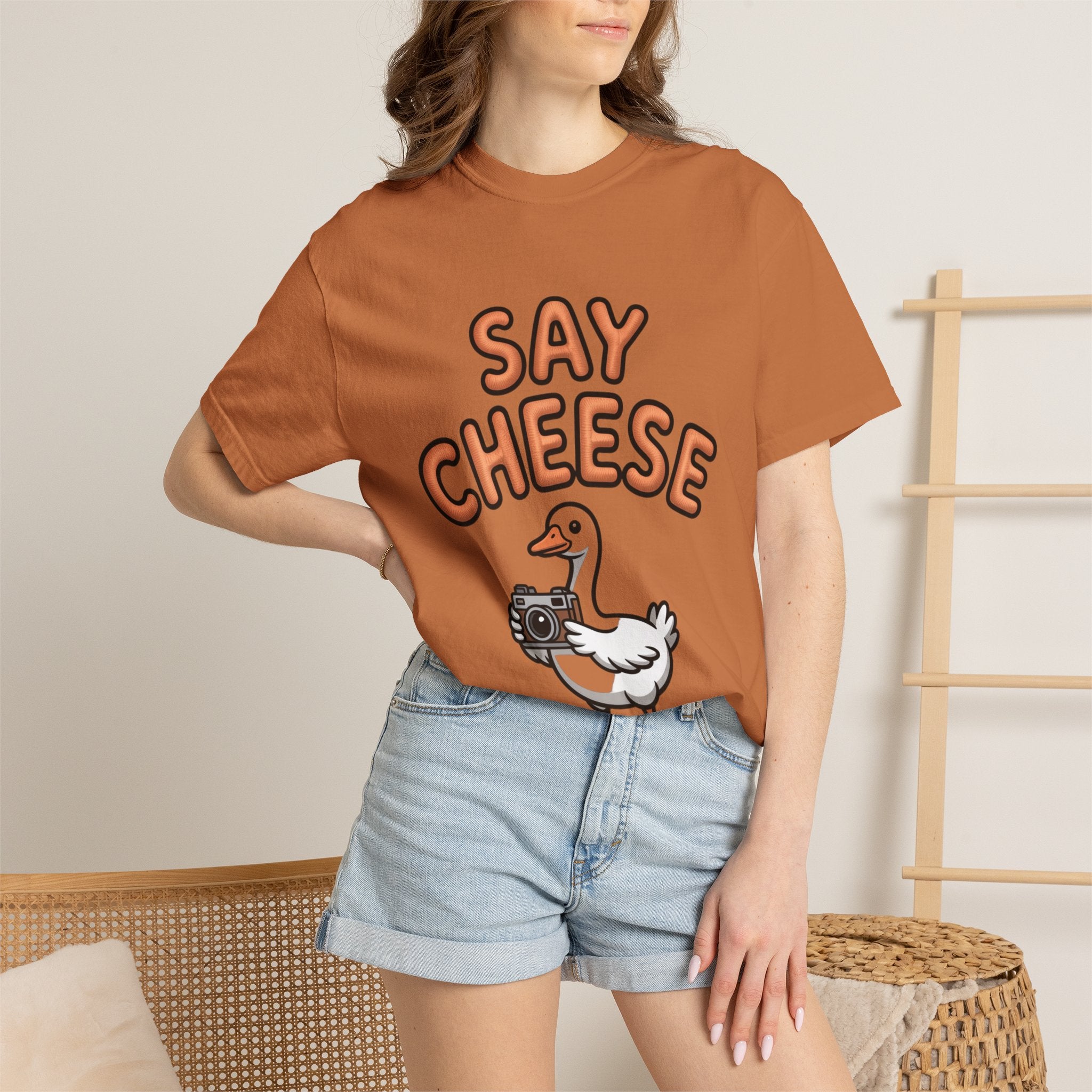 Say Cheese Goose Shirt, Funny Camera Goose T-Shirt, Cute Cartoon Goose Lover Gift, Photography Shirt for Photographer