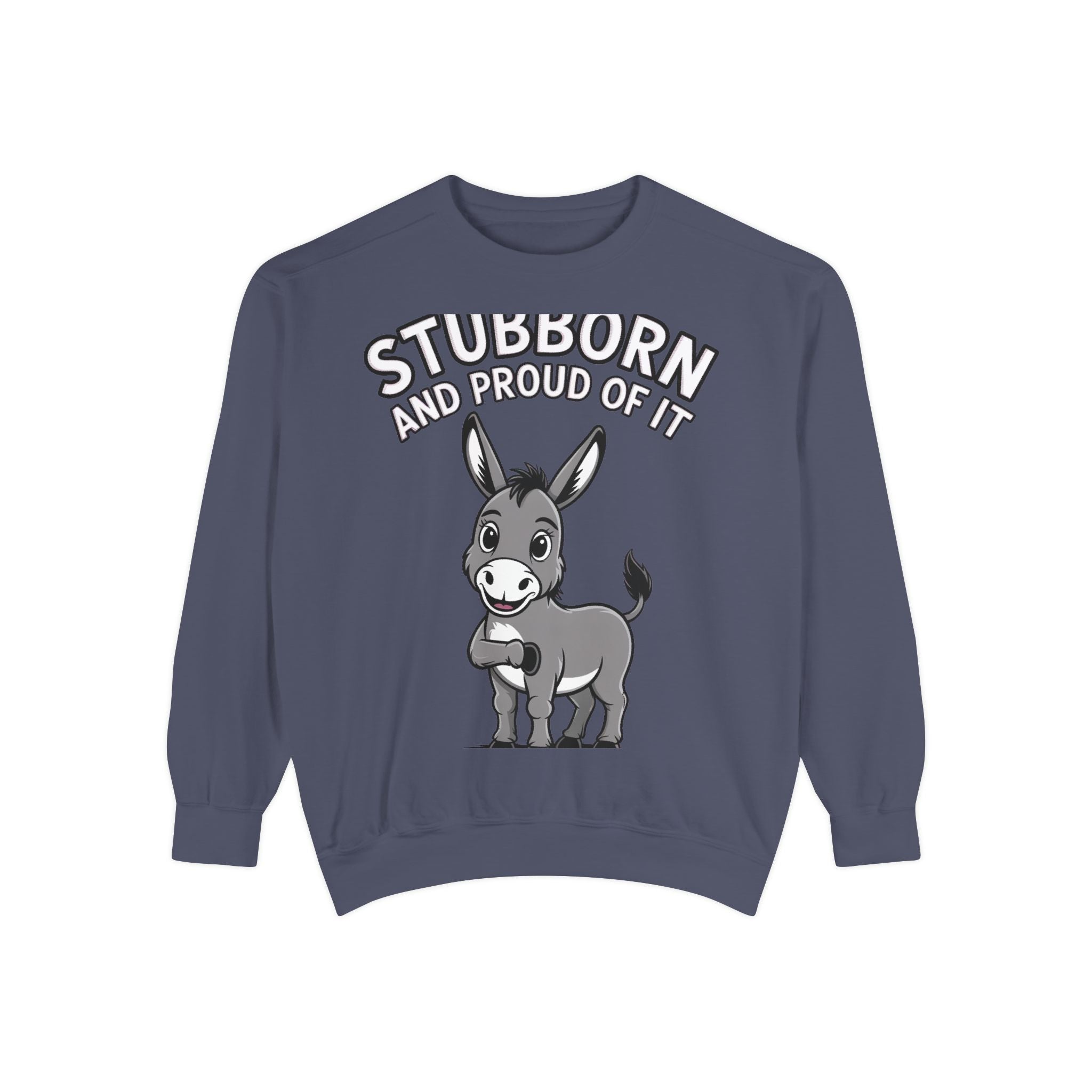 Stubborn Donkey Sweatshirt, Funny Donkey Crewneck, Stubborn And Proud Of It Shirt, Cute Farm Animal Gift, Embroidered Style Sweater