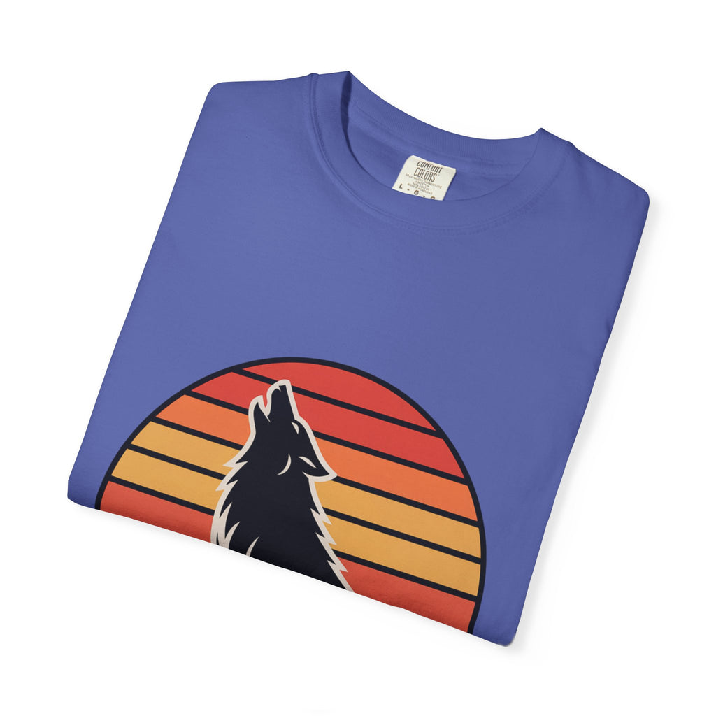 Retro Sunset Wolf Badge T-Shirt
