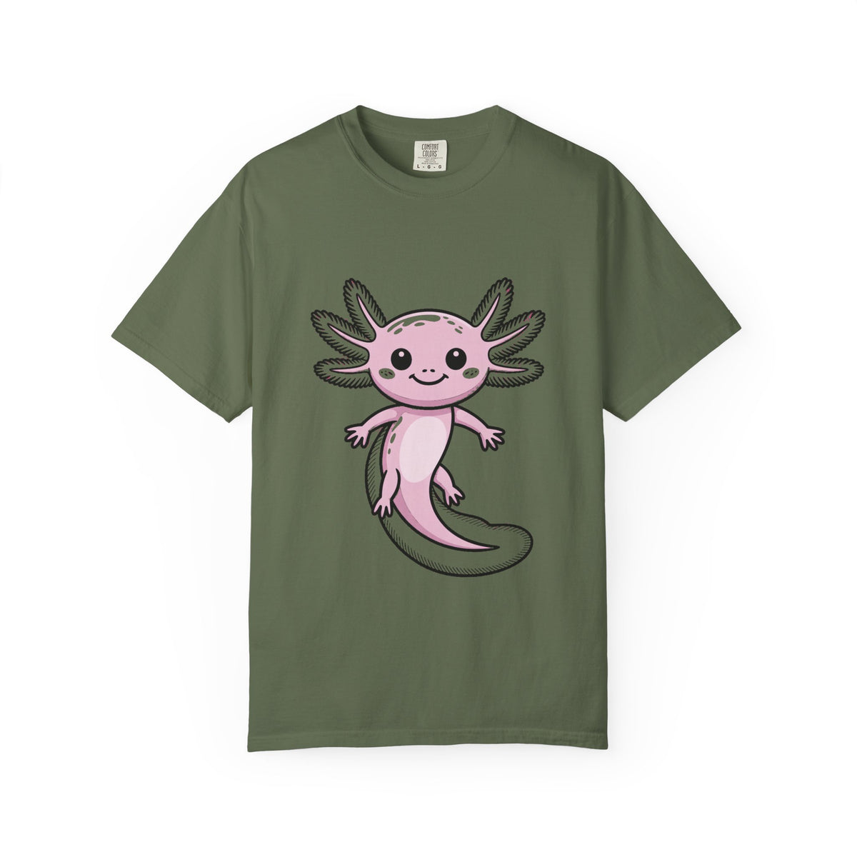 Cute Axolotl Shirt, Smiling Axolotl T-Shirt, Kawaii Axolotl Lover Gift, Garment Dyed Unisex Tee
