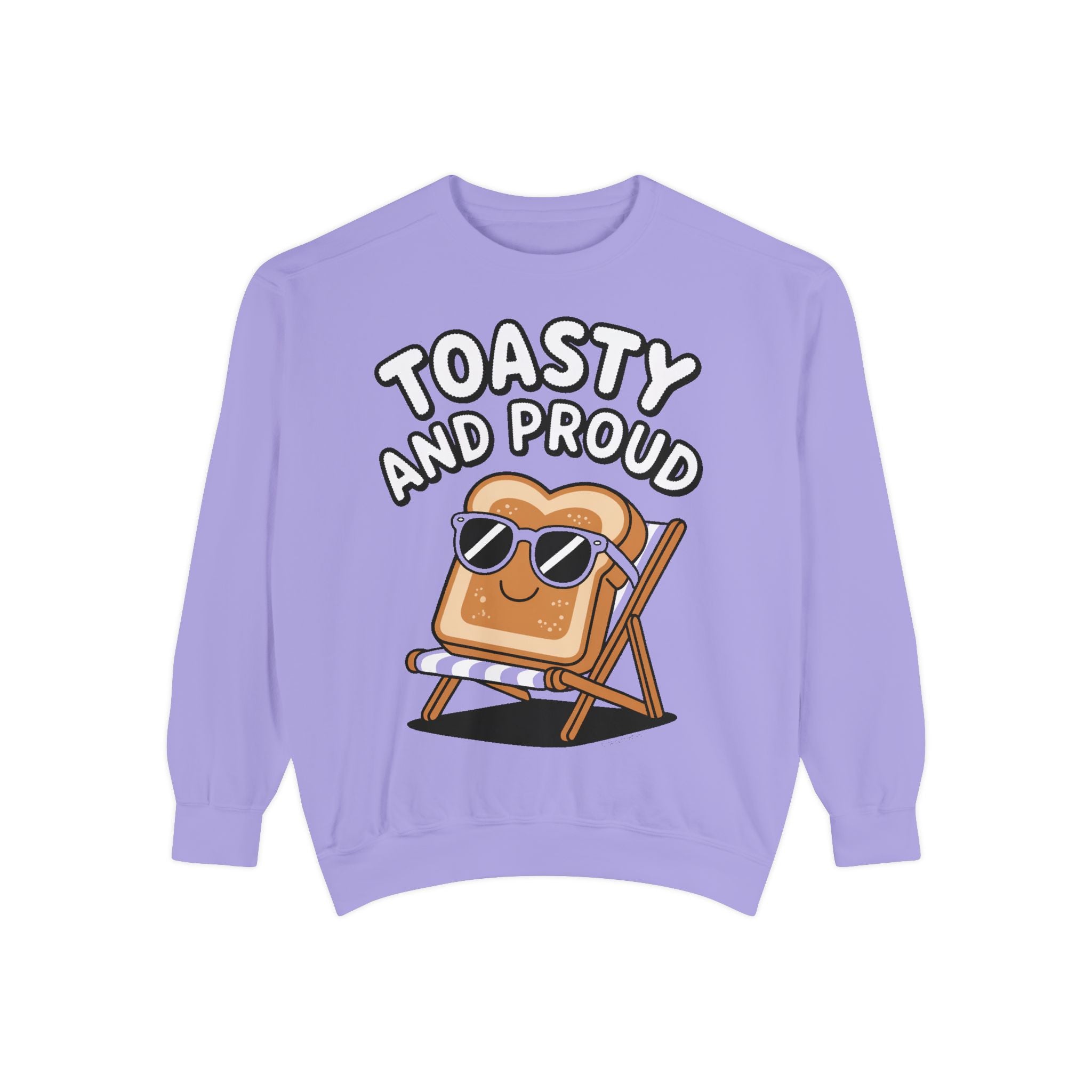 Toasty And Proud Sweatshirt, Funny Toast Bread Crewneck, Cute Beach Chair Toast Embroidered Sweatshirt, Funny Food Lover Gift