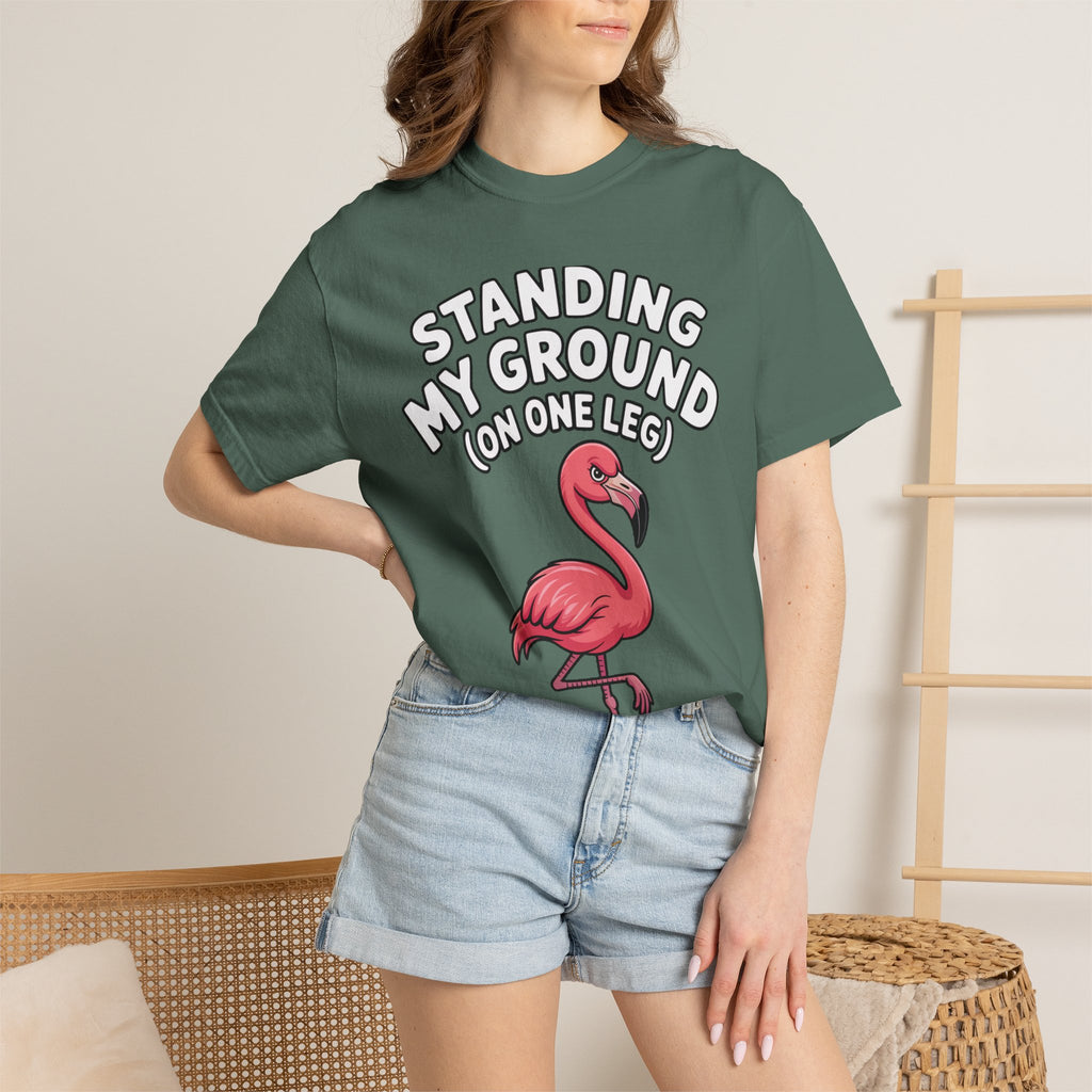 Standing My Ground Flamingo Shirt, Funny One Leg Flamingo T-Shirt, Sassy Bird Lover Gift, Cute Cartoon Flamingo Tee
