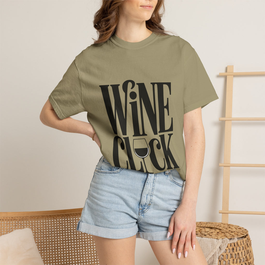 Wine O'Clock Shirt, Funny Wine Lover T-Shirt, Bold Typography Wine Glass Tee, Cute Gift for Wine Drinker