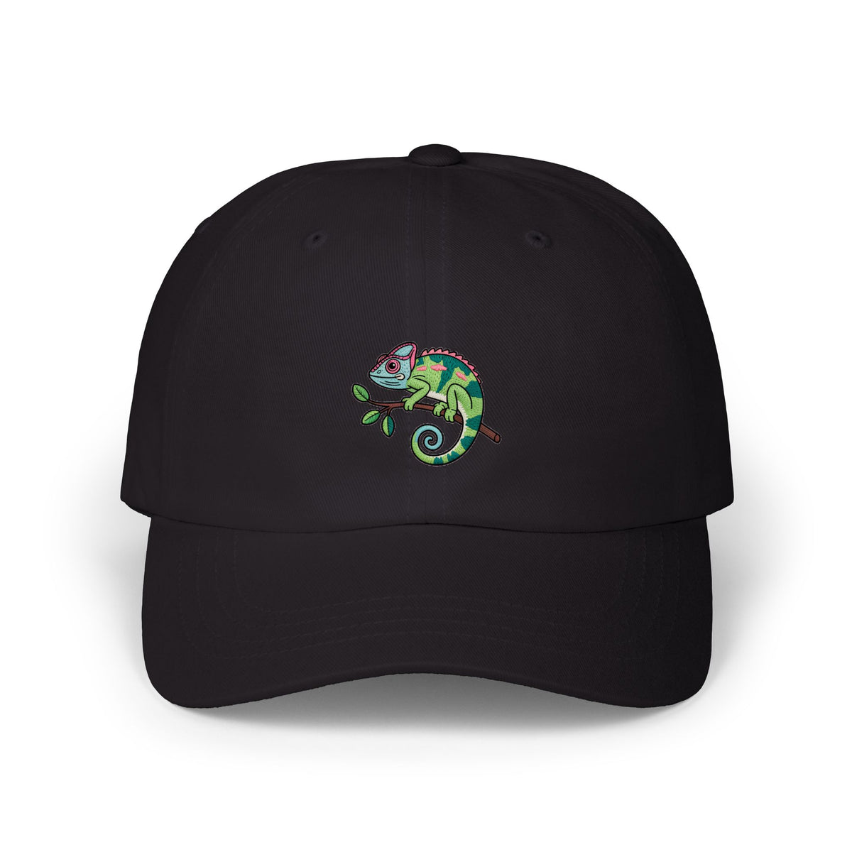 Chameleon Dad Hat, Cute Chameleon On Branch Embroidered Cap, Reptile Lover Gift, Cartoon Animal Dad Cap, Unstructured 6-Panel Hat