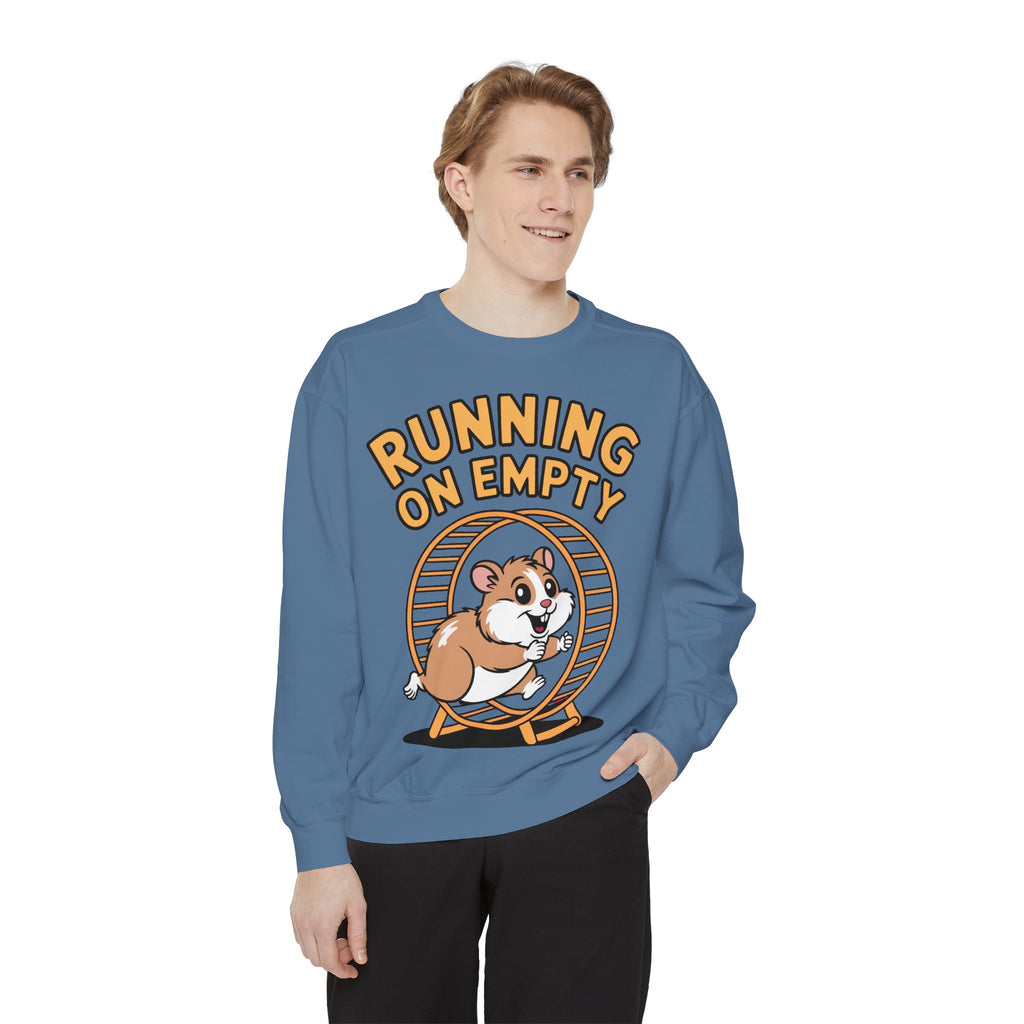 Running On Empty Hamster Sweatshirt, Funny Tired Hamster Crewneck, Cute Exhausted Wheel Shirt, Burnout Gift for Tired Mom Dad