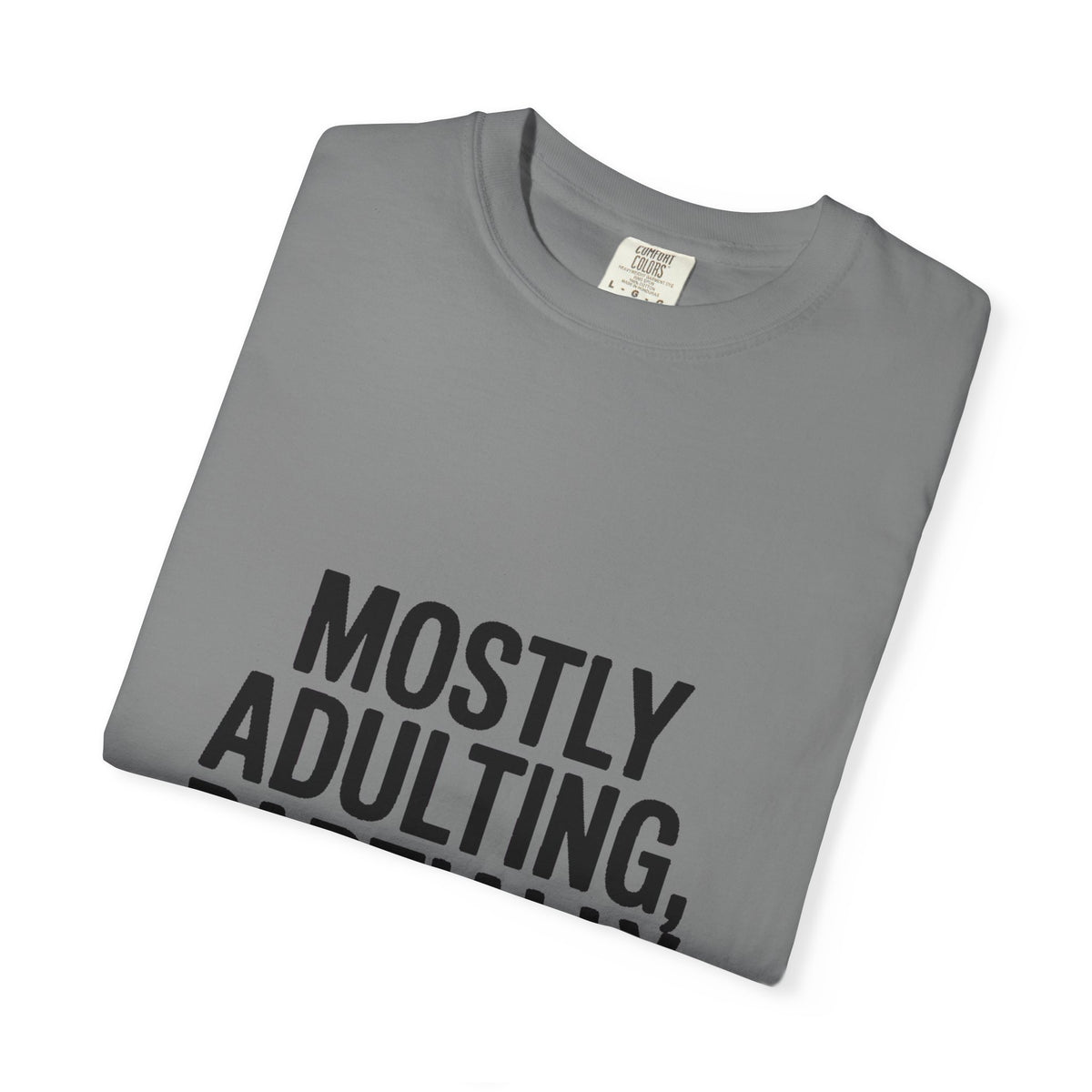 Mostly Adulting Partially Thriving Shirt, Funny Adulting T-Shirt, Sarcastic Quote Tee, Minimalist Typography Gift for Coworker
