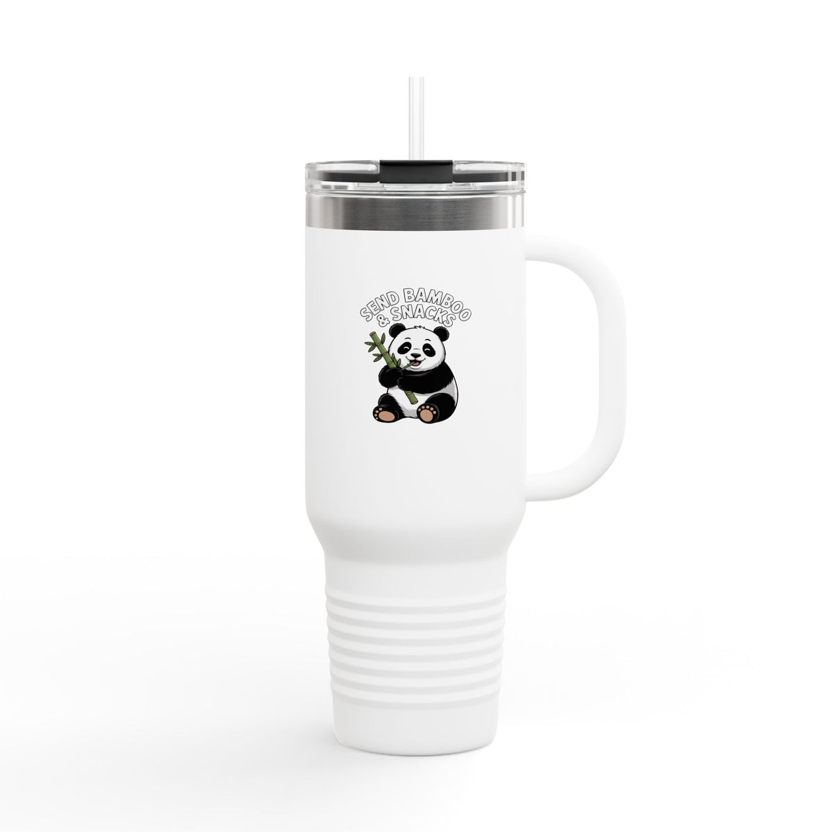 Send Bamboo & Snacks Panda Travel Mug, Funny Panda 40oz Tumbler, Cute Panda Lover Gift, Kawaii Panda Cup With Handle And Straw