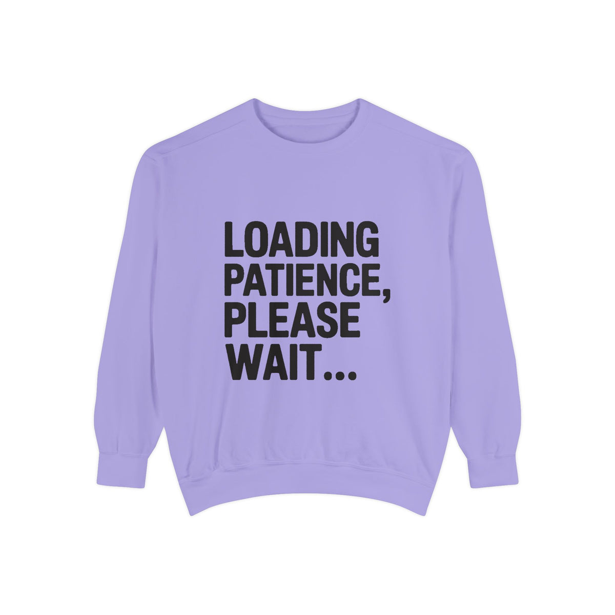Loading Patience Please Wait Sweatshirt, Funny Sarcastic Crewneck, Embroidered Patch Style Pullover, Gift for Tired Adults