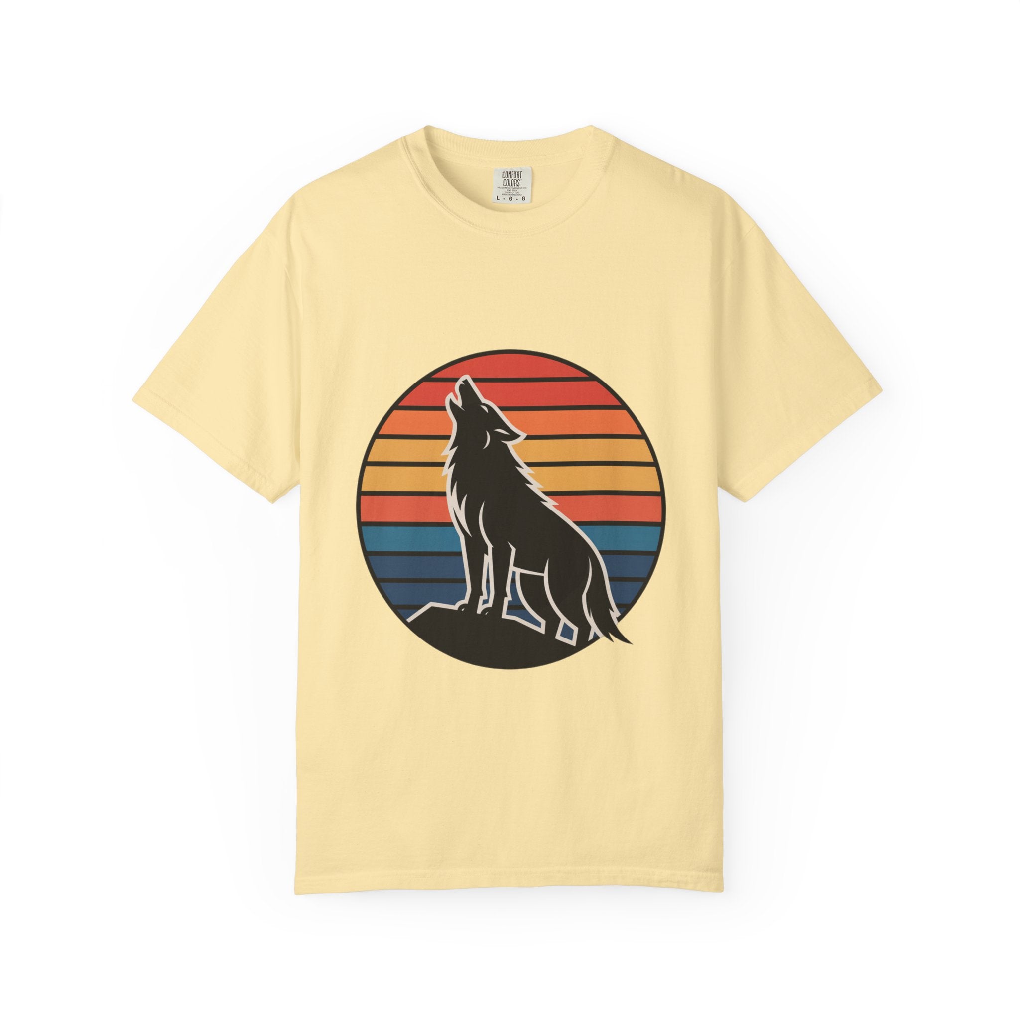 Retro Sunset Wolf Badge T-Shirt