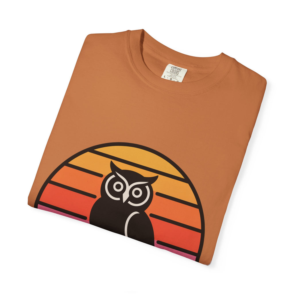 Retro Sunset Owl Badge T-Shirt