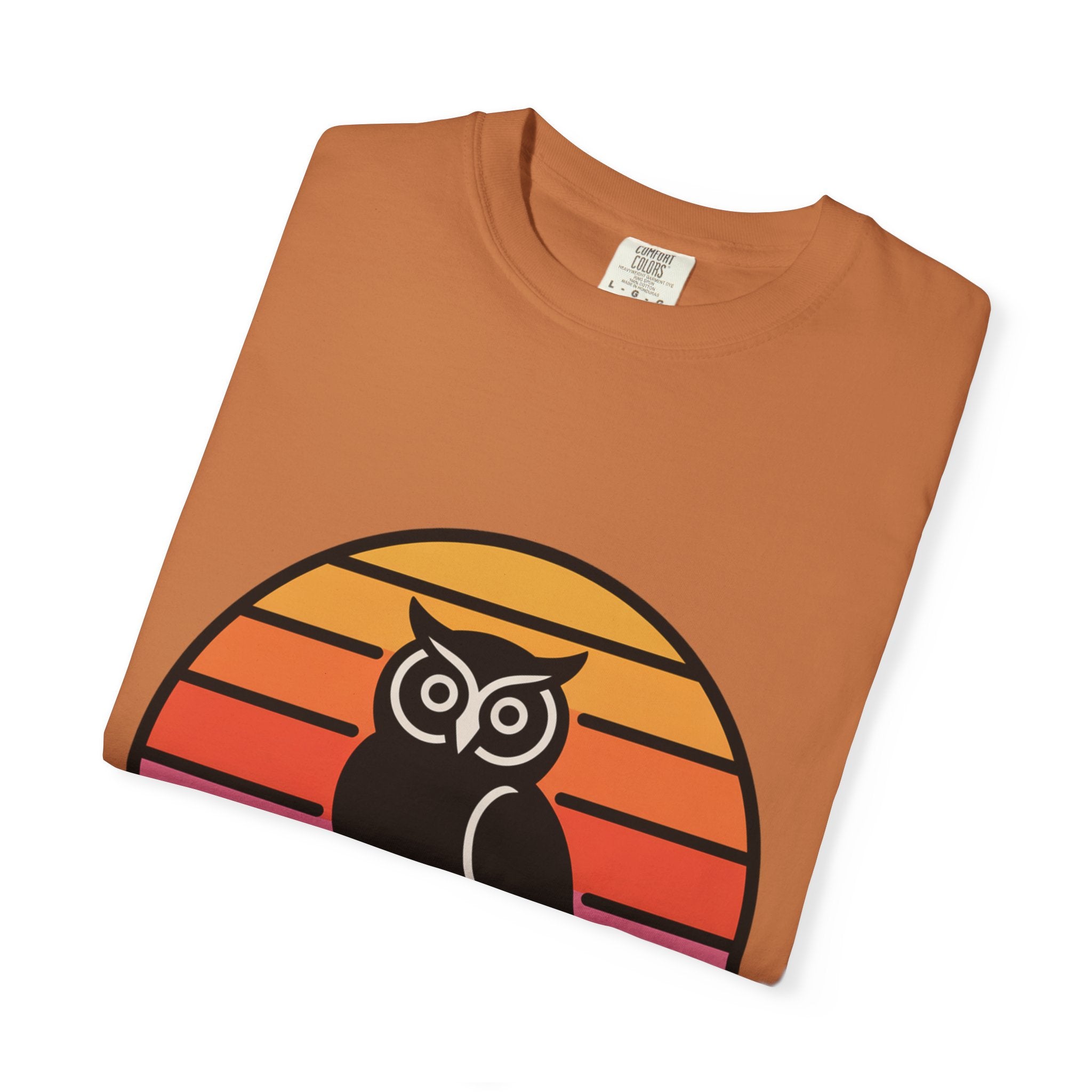 Retro Sunset Owl Badge T-Shirt