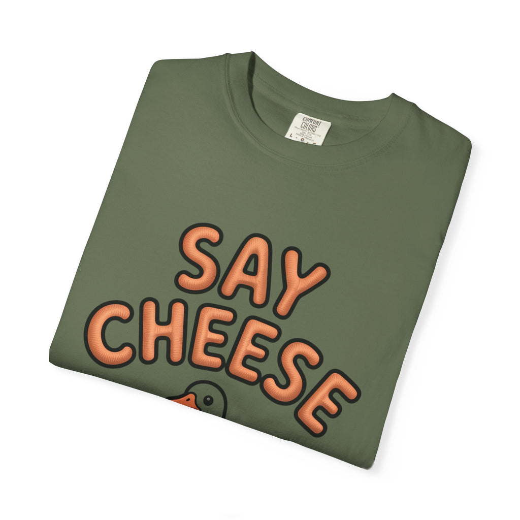 Say Cheese Goose Shirt, Funny Camera Goose T-Shirt, Cute Cartoon Goose Lover Gift, Photography Shirt for Photographer