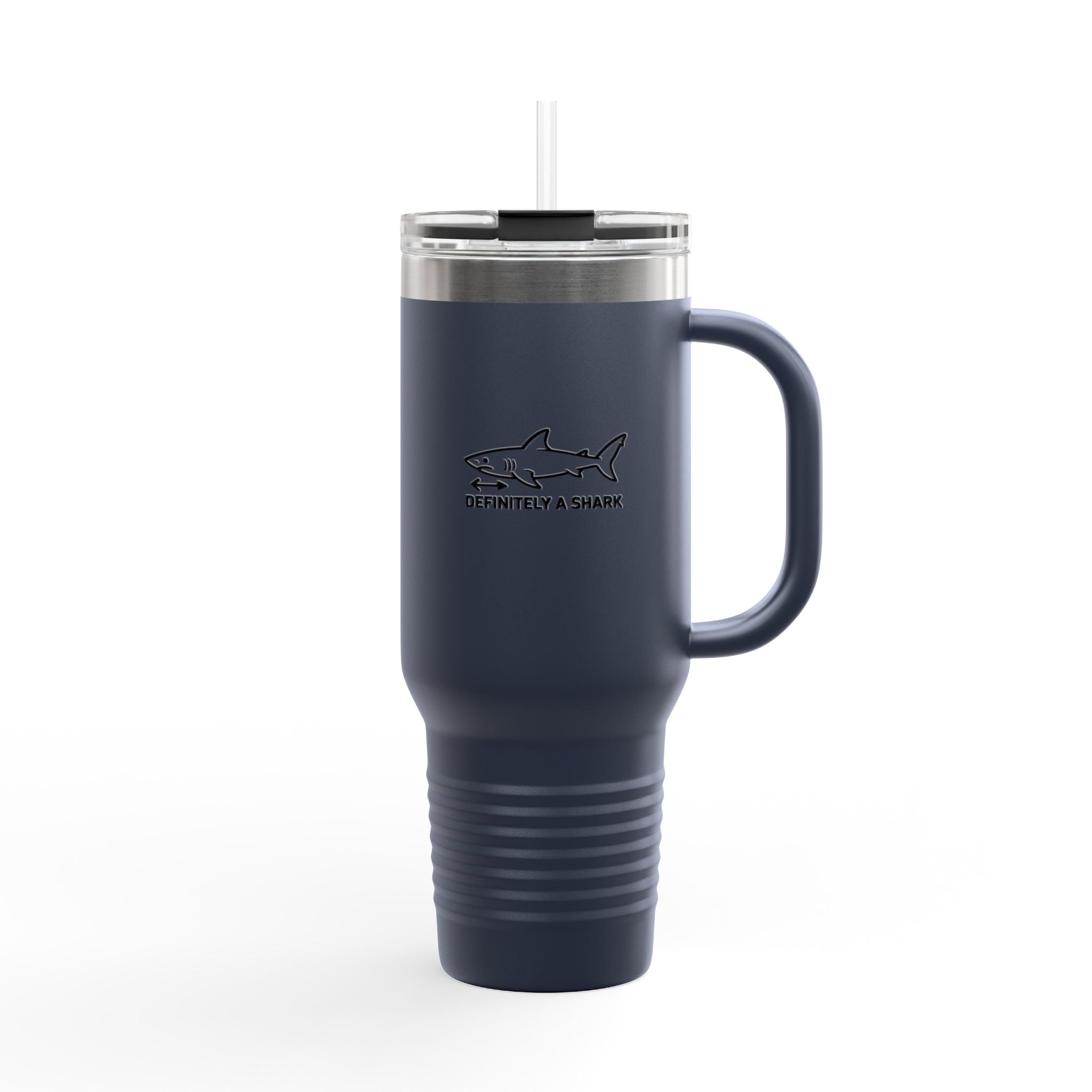 Definitely A Shark Diagram Travel Mug, Funny Deadpan Meme Tumbler, Sarcastic Shark Lover Gift, 40oz Insulated Tumbler With Handle